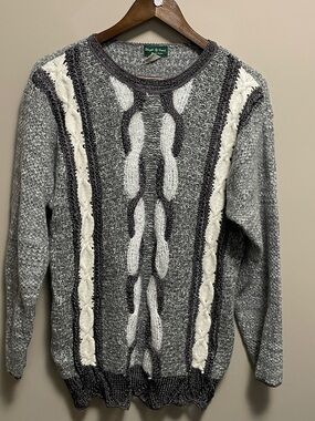 Sleight of Hand Vintage 80s Grey Cable Knit Sweater Women’s Medium